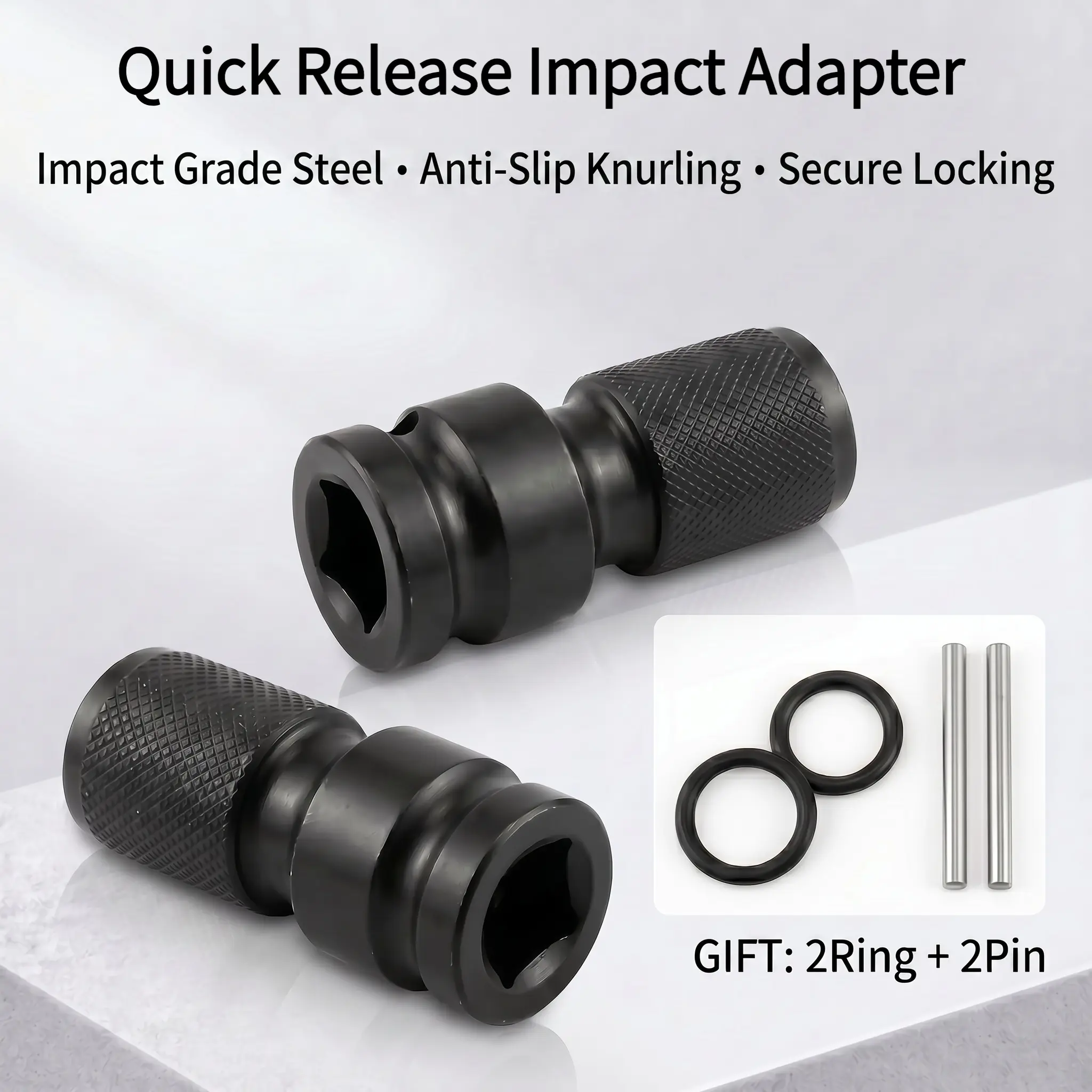 2PCS 1/2 Inch Square Drive to 1/4 Inch Hex Female Socket Adapter Converter Chuck Adapter For Impact Air and Electric Wrench Square Drill Chuck Sleeve-YY1