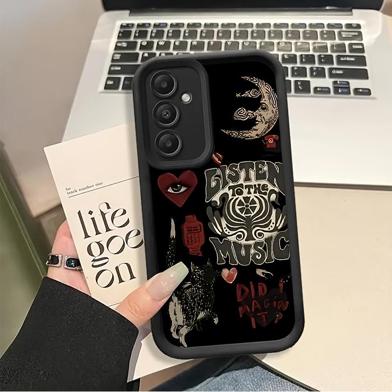 Moon And English Music-Themed Phone Case for Samsung Galaxy S26 S25 S24 S23 S22 S21 Fe Plus Ultra A13 A14 A15 A16 A17 A33 A34 A35 A36 A52 A53 A54 Note20
