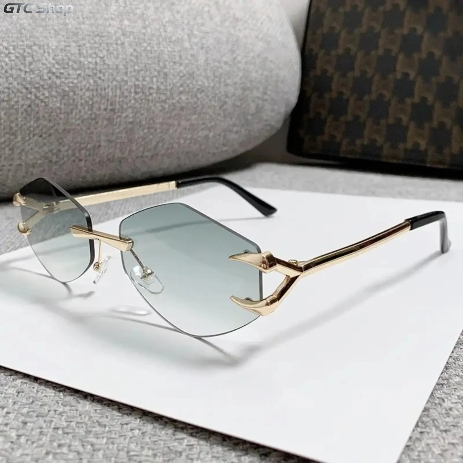2026 New Men's Rimless Polygonal Sunglasses - Lightweight, Claw Detail, UV400 UV Blocking Protection, Trendy Casual Edgy Sports Eyewear, Hip-Hop Statement Streetwear Sunglasses for Daily Wear