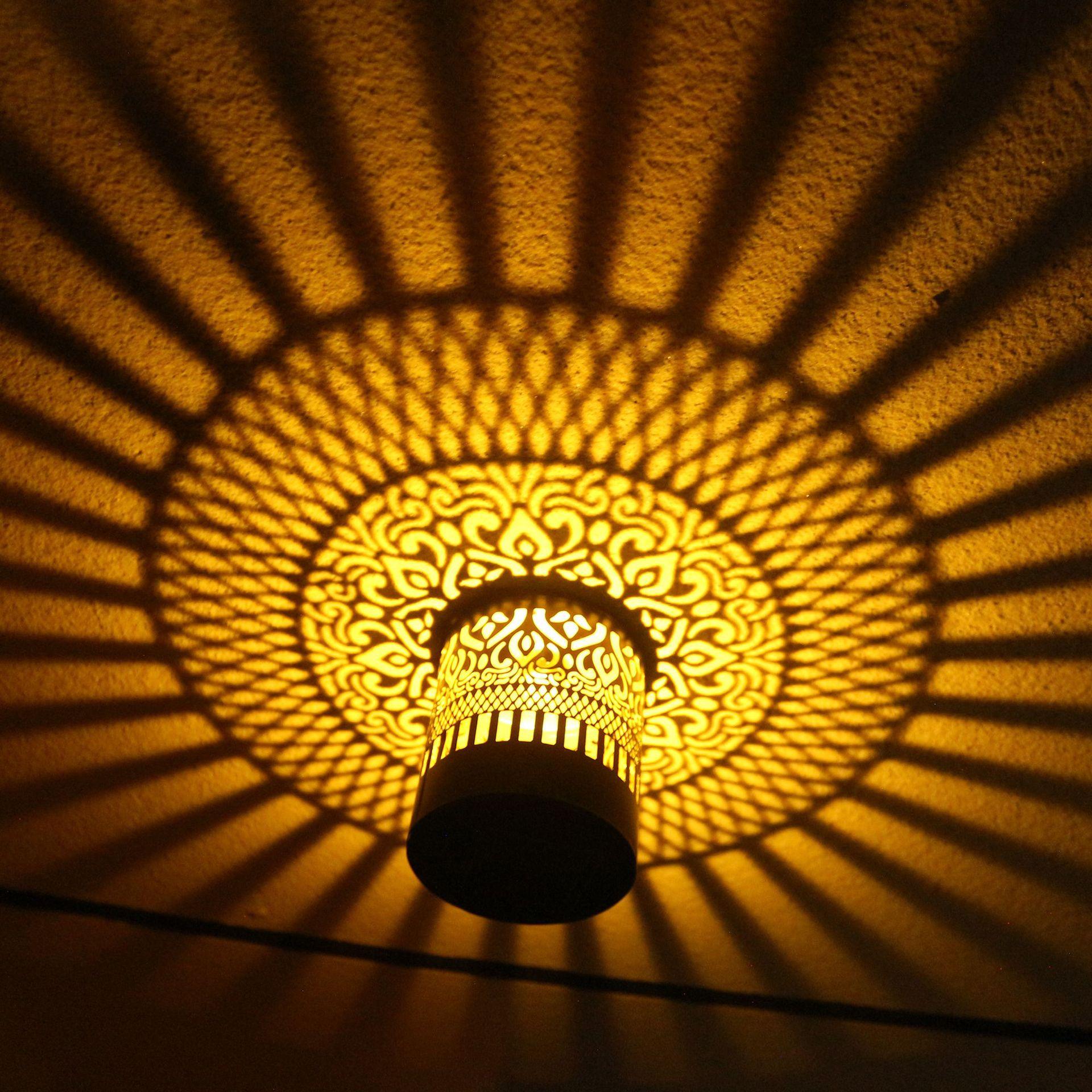 Solar-powered lawn lights, outdoor waterproof garden lights, hollow projection lights, ambient lights, garden decorative ground lights, popular mandala design