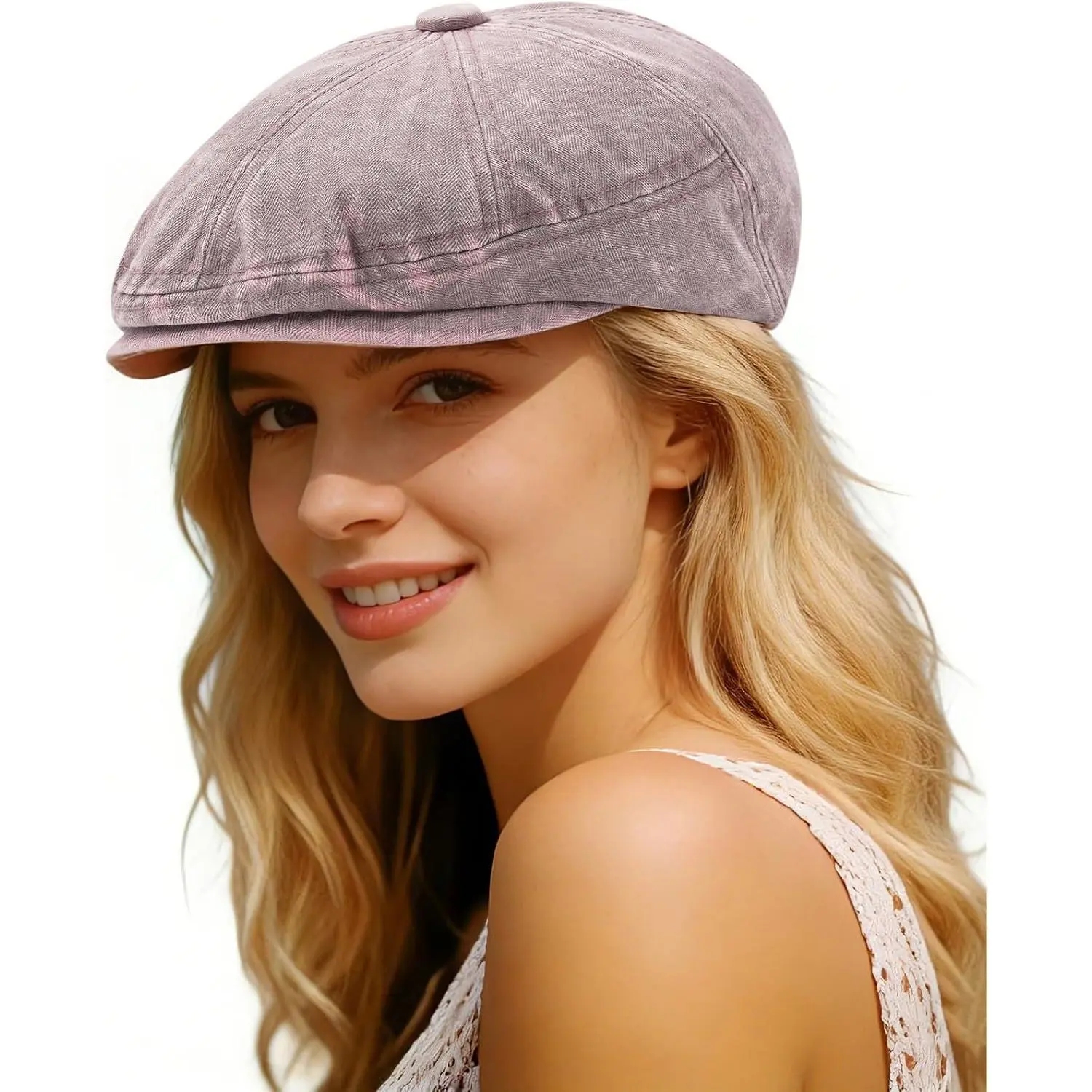 Newsboy Flat Cap for Men Women, Adjustable Washed  Hat |  , 8-panel  style, adjustable 57-60 cm fit for driving, golf, travel, and daily  looks.