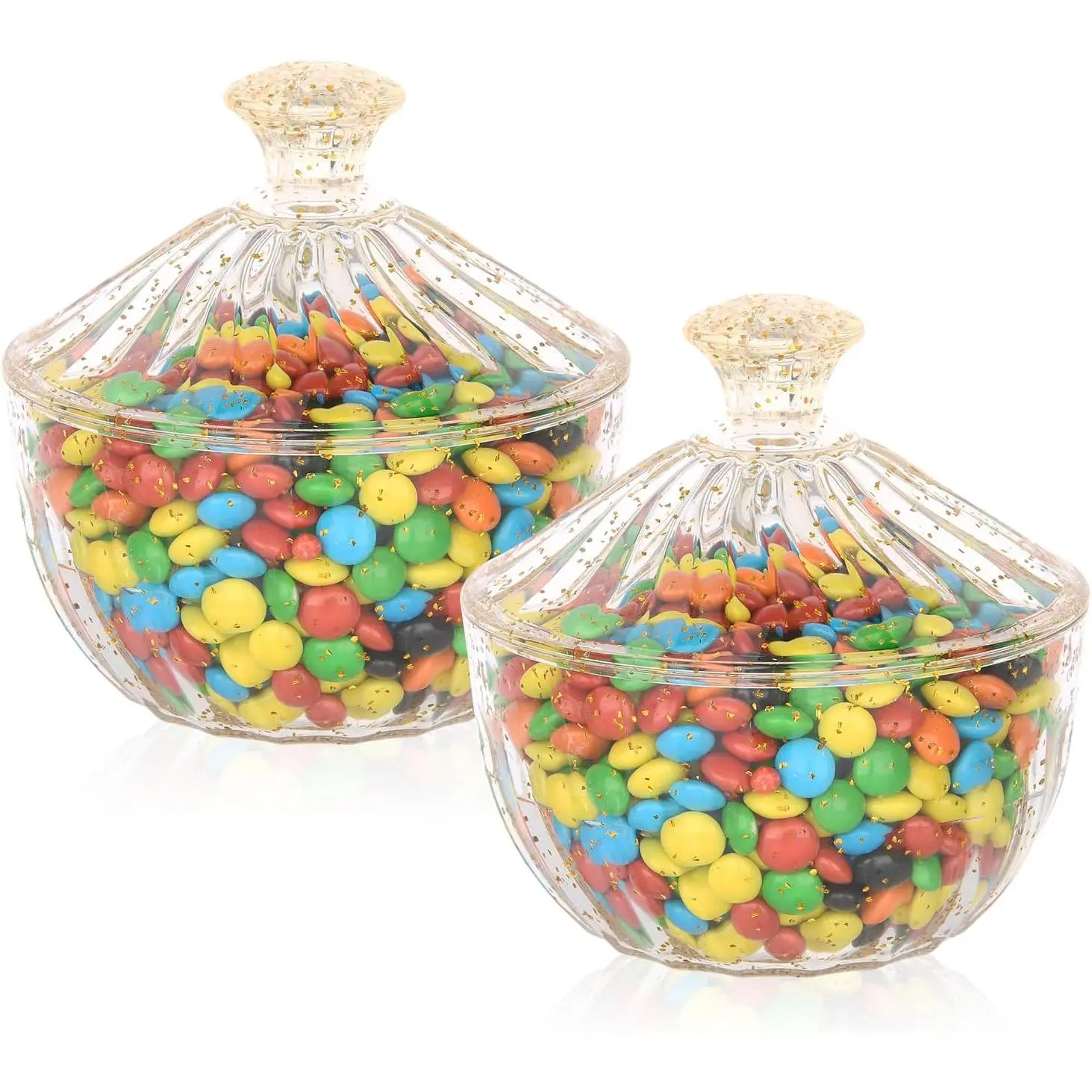 2-Count 300ml Synthetic Transparent Modern Crown Top Candy Cans with Lids - Home Organizer Storage Containers for Christmas Sweets, Cookies, Biscuits, Room Decor