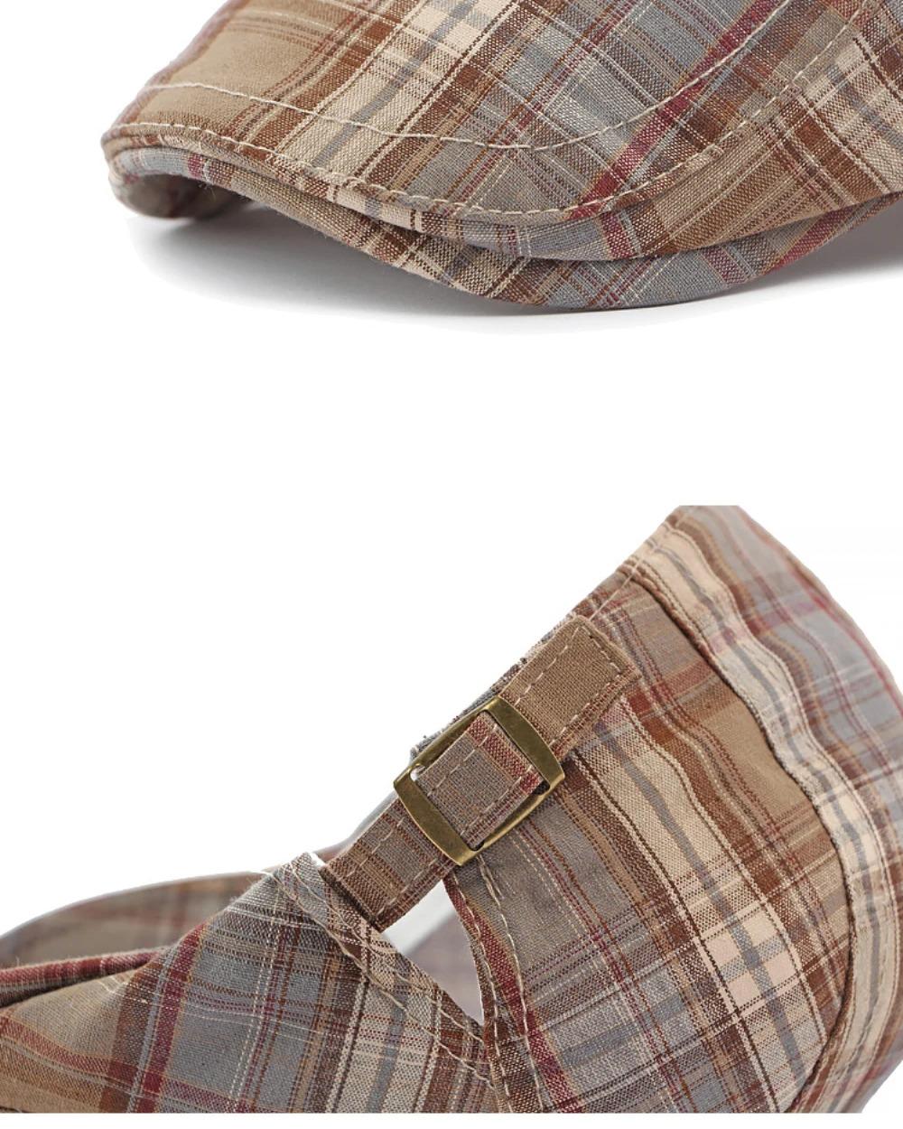 HT4376 Berets Men Women Vintage Plaid Beret Cap Male Female Adjustable Flat Cap Retro Spring Summer Cap Beret Hats for Men Women