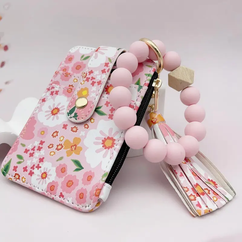 Women's Boho Beaded Fashionable Wallet with Flower Pattern, Women Boho Style Beaded & Tassel Decorated, Credit Card Holder Purse #GLOBAL PICKS