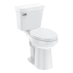 GARVEE Two-Piece Toilet, Elongated ADA 21 High Toilet for Bathrooms, Ceramic and Plastic Lid Raised Toilet, Soft Close Seat, Side Press Flush Split Toilets (Elongated)