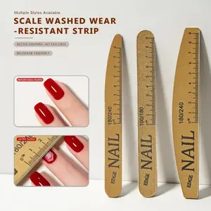 New Nail File with Ruler Scale, Washable Manicure Buffer And Nail File, Buffing Blocks for Natural And Acrylic Nails, Nail Care Tools for Shaping - Easy to Use Nail File Double Grit 100/180 180/240