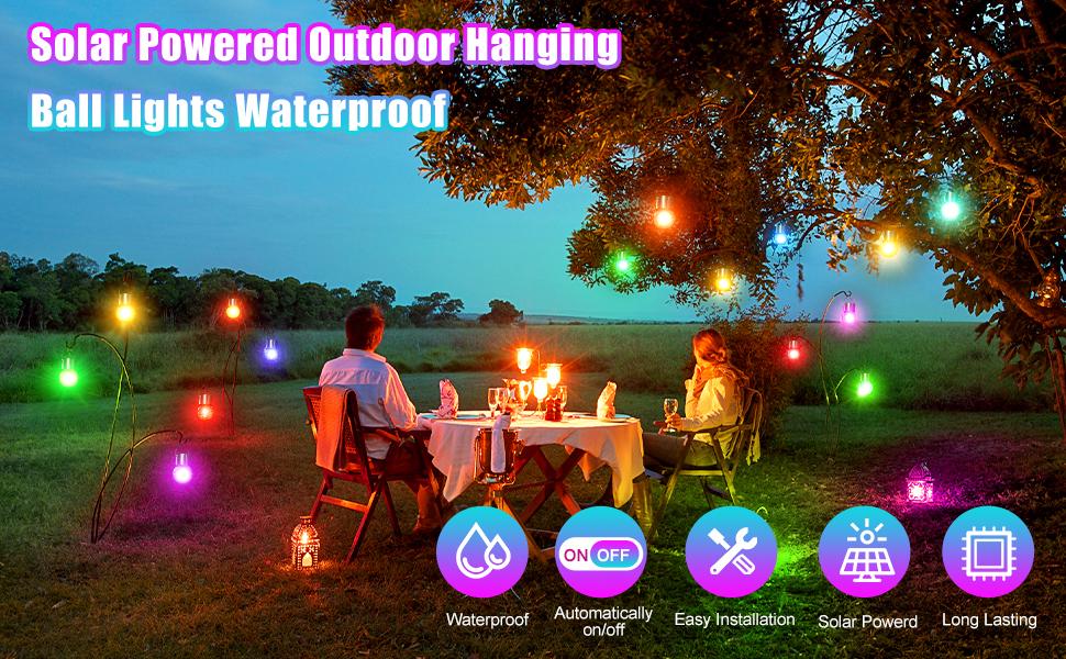 12Pack Outdoor Hanging Solar Lights - Cracked Glass Solar Lights Waterproof LED Decorative Ball Lights Tree Solar Powered Globe Lights with Hook for Garden Yard Fence Christmas Decoration