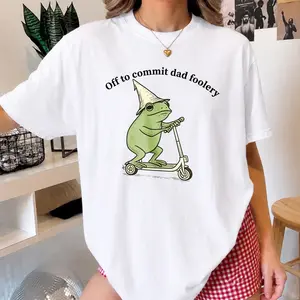 viral tiktok shirt Dad Frog Shirt Off to Commit Dad Foolery TShirt Funny Frog Scooter Gift For Dad Funny Dada Shirt, Trending Father's Day, Men's Graphic Tees, Casual Outfit, Comfortable Menswear, Perfect Gift For Men, Apr22