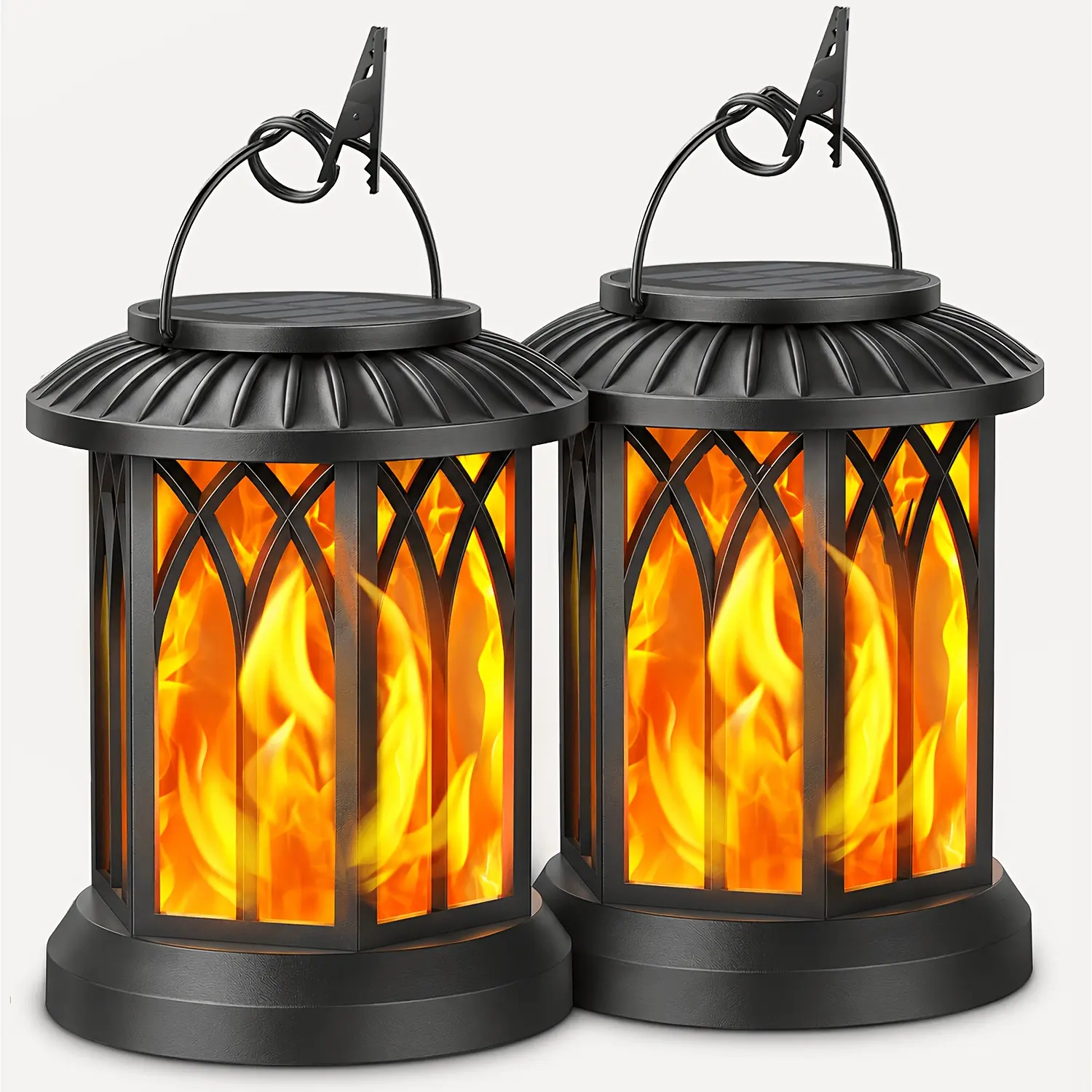 2/4 pack solar lanterns for outdoor use, Halloween lights/Christmas lights, flickering flame solar lanterns, outdoor IPX5 waterproof, hanging outdoor solar lanterns, automatic switch, up to12 hours of operation, courtyard and garden decoration