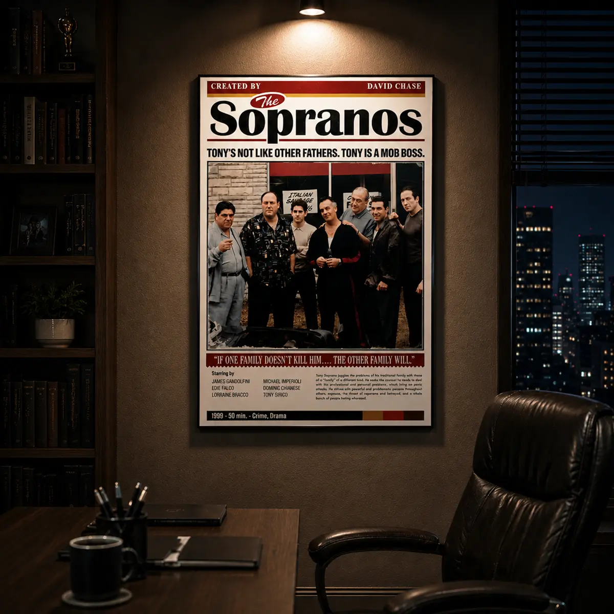 The Sopranos Poster, Iconic Tony Soprano Crew Wall Art, Vintage Mafia Drama Print, Italian Crime TV Show Decor, Office Decor, Man Cave Decor, TV Show Wall Art