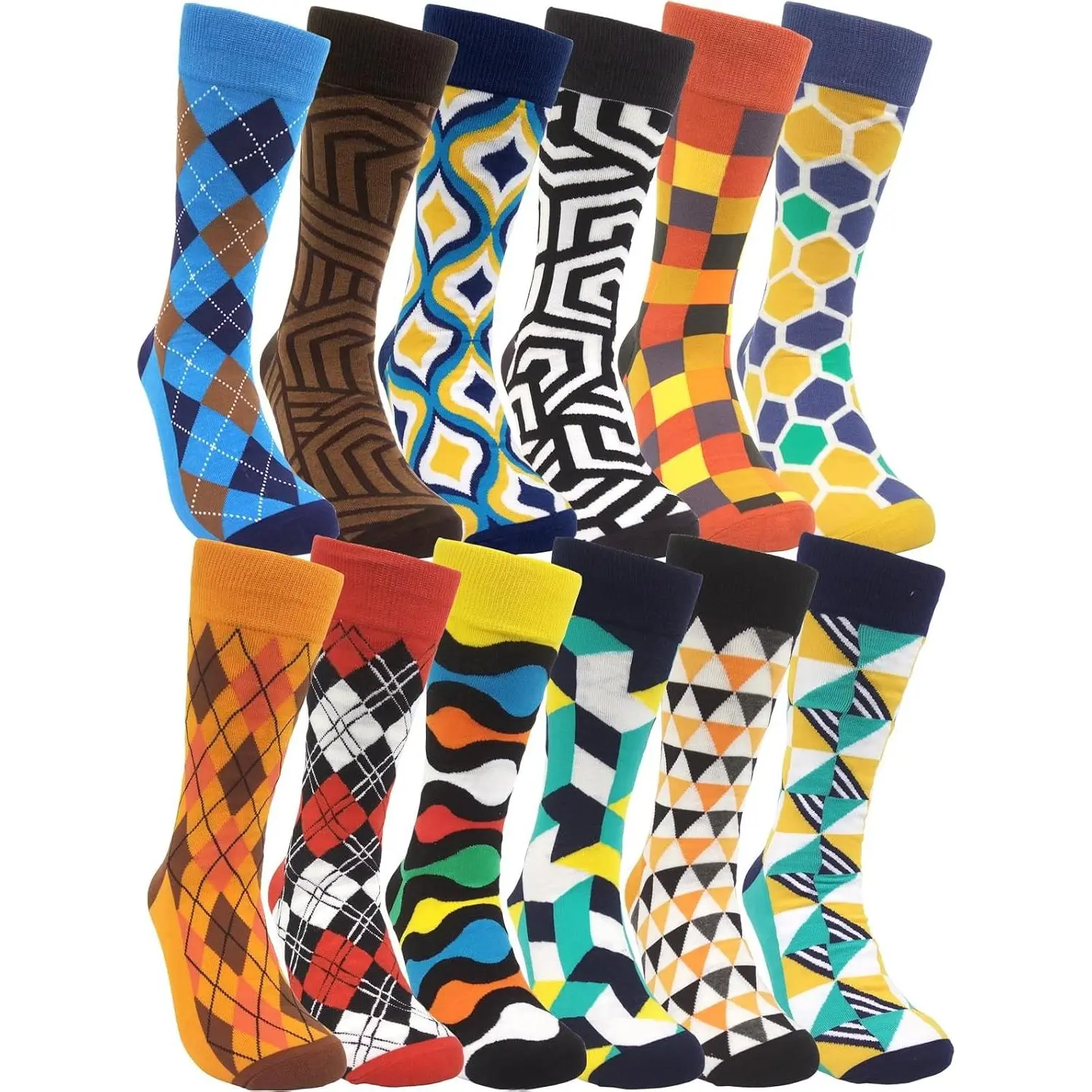 Men's Funny Pattern Dress Socks - Crazy Design Cotton Novelty Socks, Gifts for MenGift