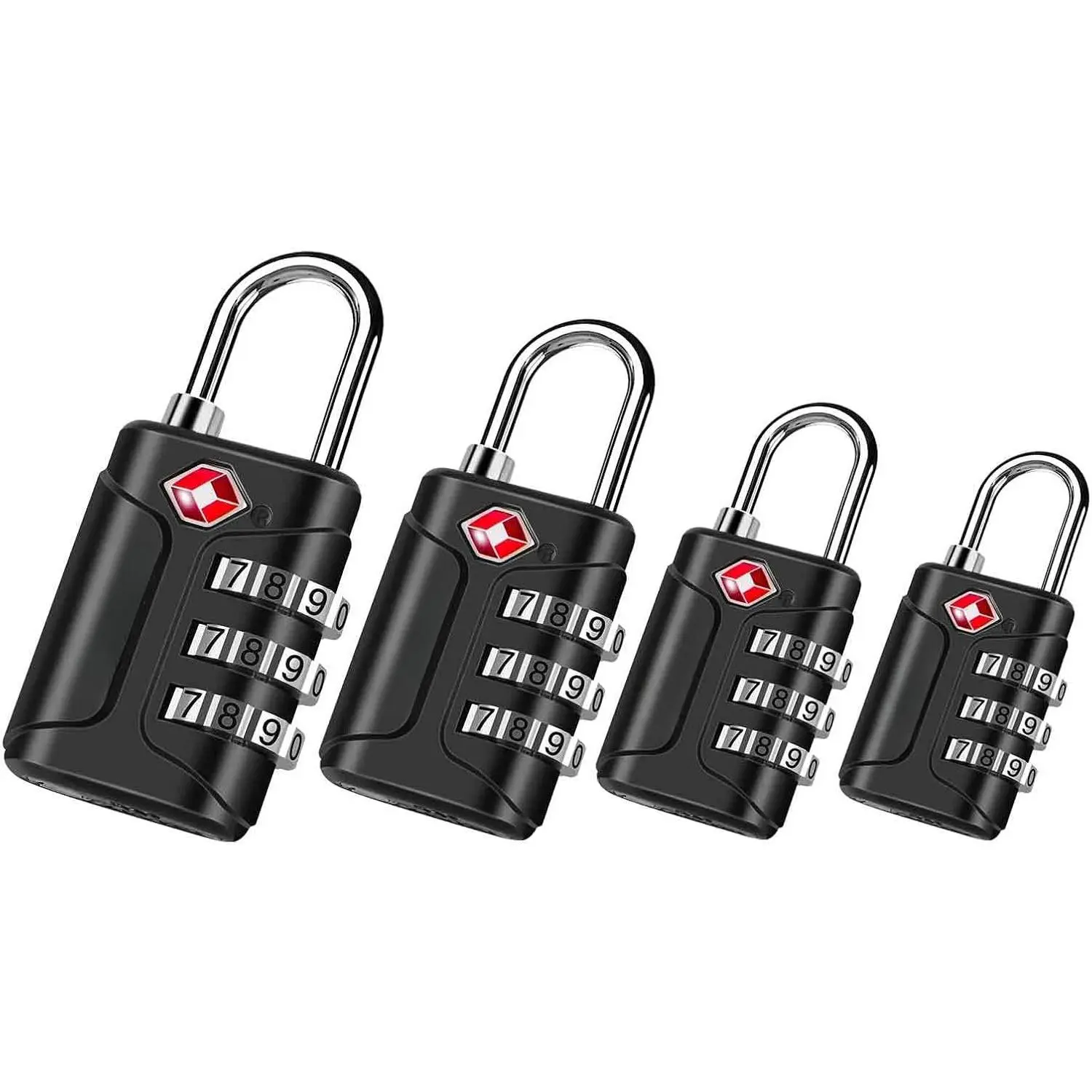 4 Pack TSA Approved Luggage Locks, Combination Travel Padlock, 3-Digit  Lock, TSA Accepted Outdoor Keyless Resettable Lock for Lockers, Bags, Backpack, Gym, Gate-Black