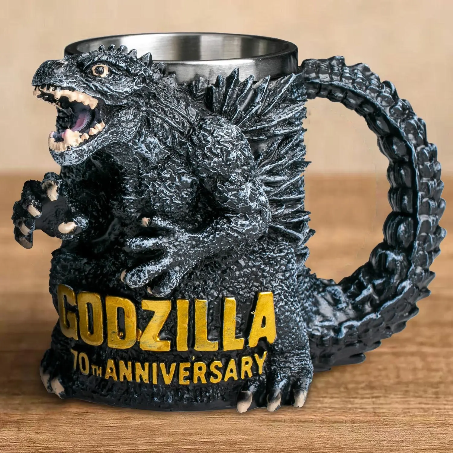 Godzilla 70th Anniversary 3D Mug, Resin Material, Perfect Gift for Fans, Durable Design, Ideal for Collectors & Enthusiasts