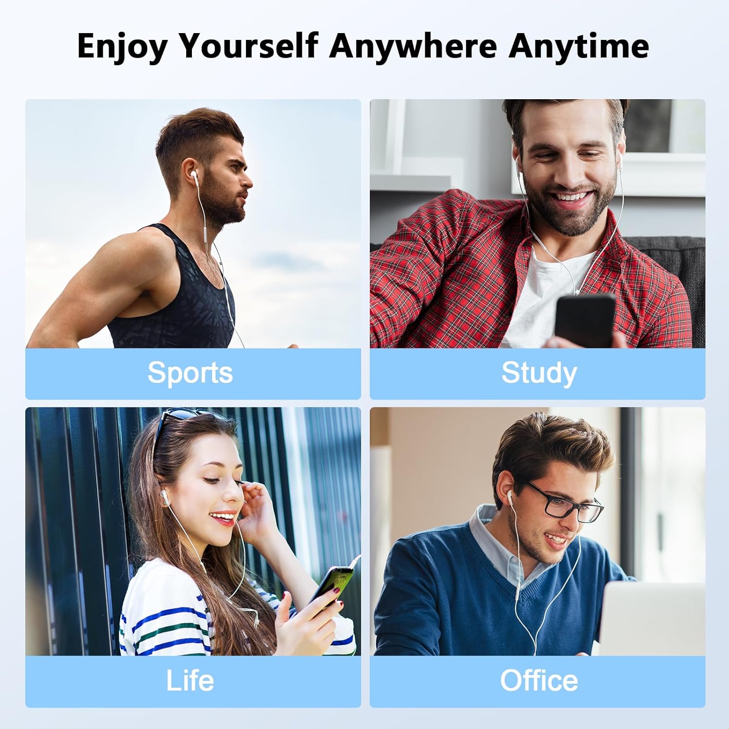 2 Pack Wired Headphones for iPhone Earbuds Built-in Microphone & Volume Control Nosie Reduction Headsets Compatible with iPhone 14/13/12/11/XR/XS/X/8/7/SE/Pro/Pro Max/Support All iOS System