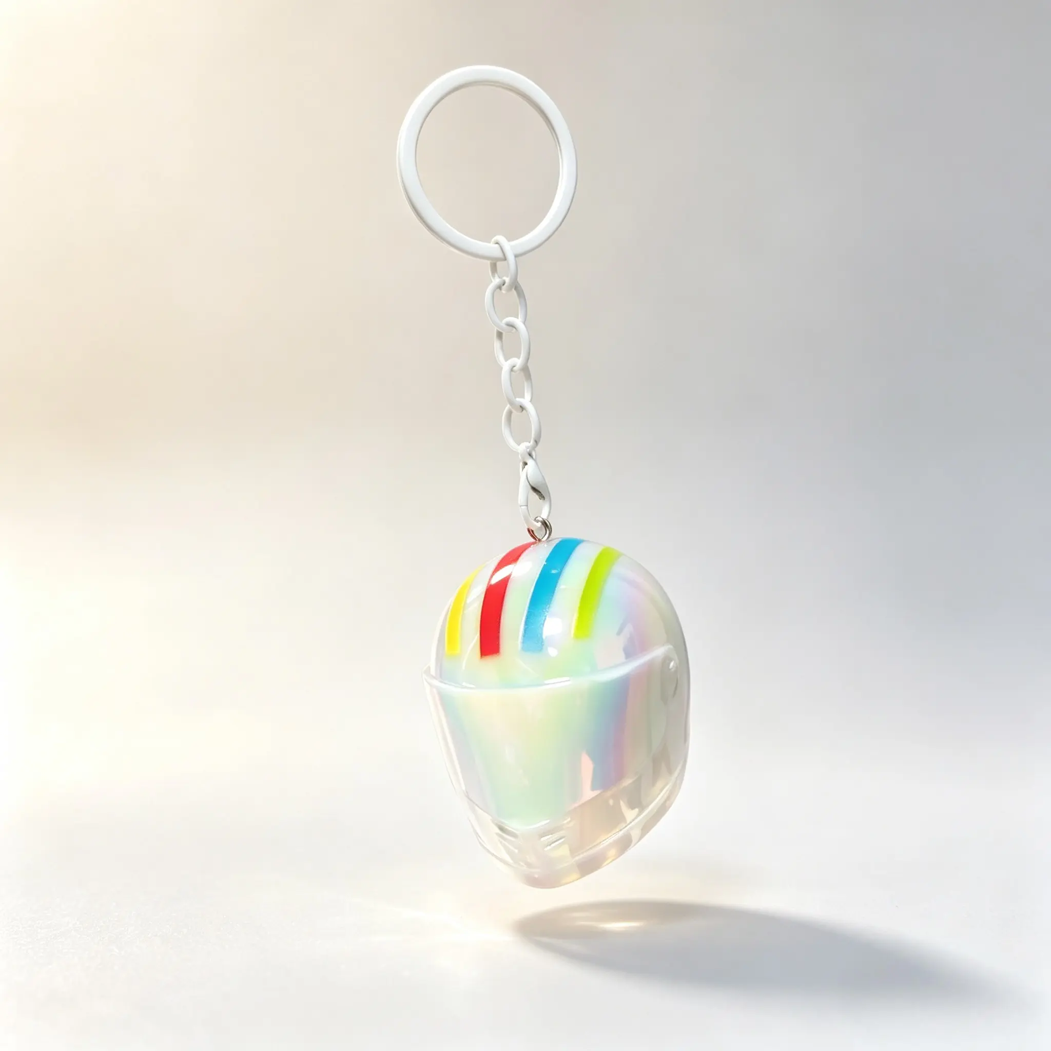 1pcs Rainbow Stripe Helmet Keychain, Mini Motorcycle Pendant, Backpack Charm, Car Key Creative Gift, Unique Accessory for Daily Use