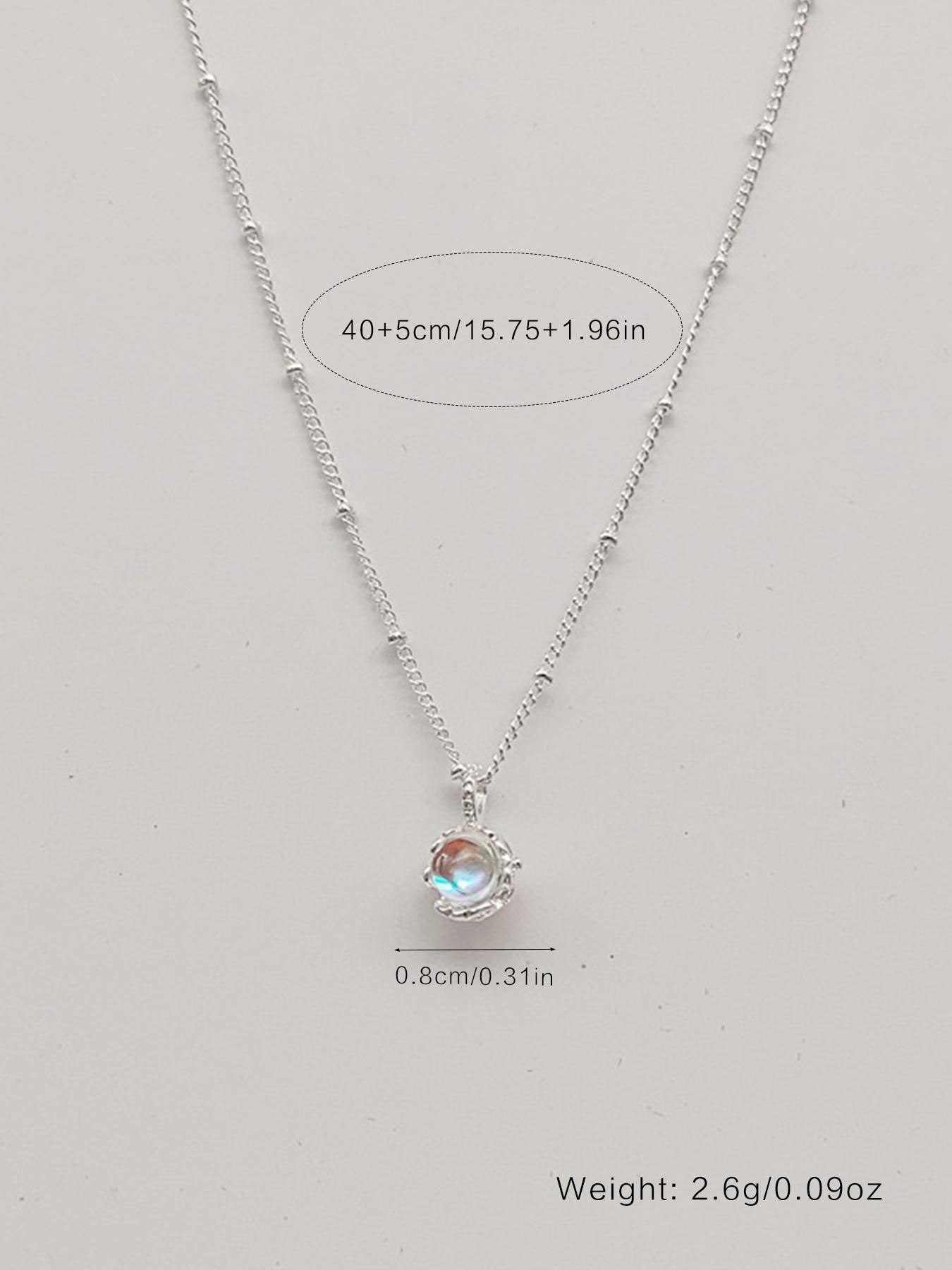 S925 Sterling Silver Moonstone Decor Pendant Necklace for Women, Fashion Jewelry for Party, Daily Clothing Decor, Trendy All-match & Exquisite Jewelry for Gift, Charm Necklaces