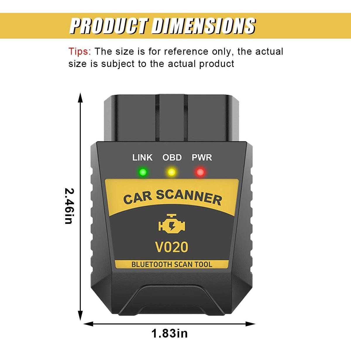 OBD2 Scanner Reader,  Code Reader Connect to Phone, Auto Diagnostic Scan Tool, OBD2 Scanner for Reset/Clear  Engine Error Code, Fits  & Android