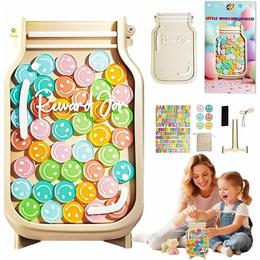 Jar & Behavior Chart - Classroom &  Potty  Chart with 80 Stickers - Teacher/Parent Tool for Chores, Homework,  Habits (Colorful & Durable)
