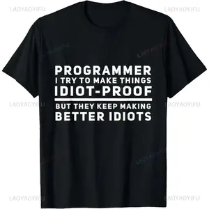 Funny Computer Programmer Design Coding Programmers Humor Printed T-Shirt Fashion Loose Hip Hop Casual Streetwear Man Tees