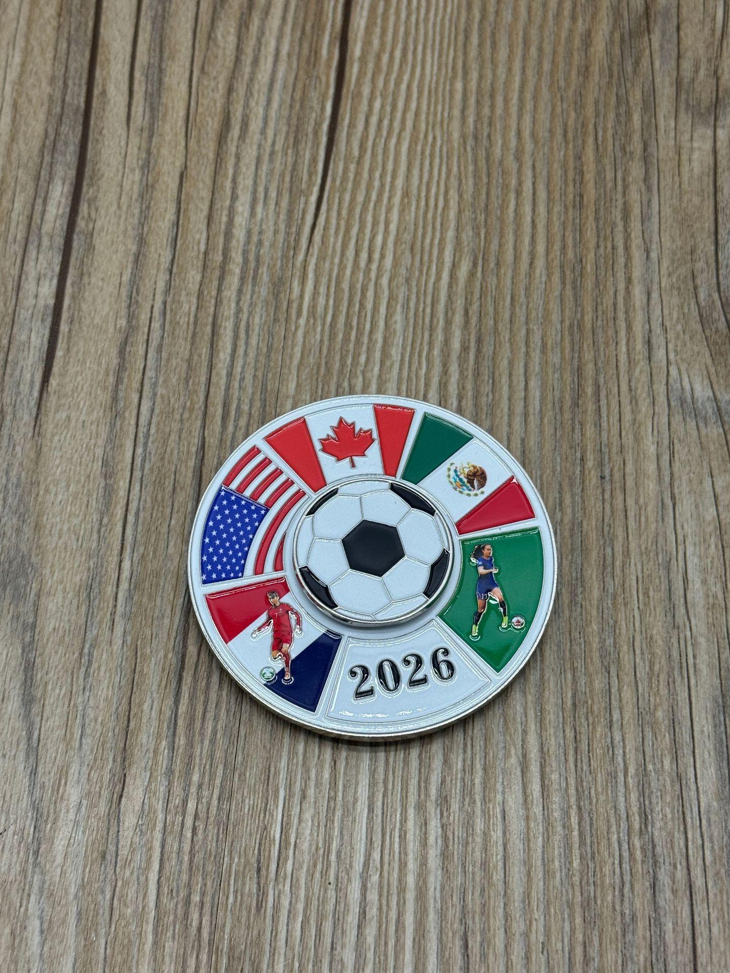 2026 Cross-border Magnetic Refrigerator Magnets (Metal Material) - Rotatable FIFA World Cup North America
