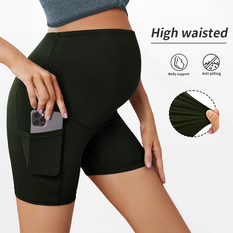 Maternity shorts, high-waisted sports leggings with belly support and butt-lifting effect, short maternity yoga pants