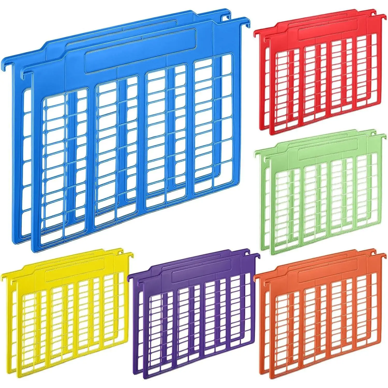 12 Pack File and Folder Dividers 11 x 6 Inches Hanging Filing Cabinet Dividers Plastic Folder Organizer Insertable File Separators Office Filing Supplies for Organization (Rainbow Color)