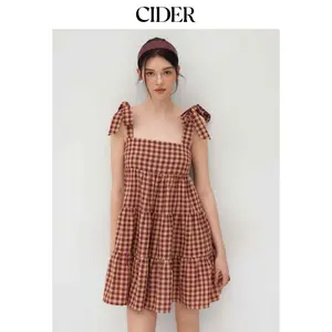 Cider [size 0-10] Cotton-blend Gingham Bowknot Tiered Ruffle Mini Dress SummerFinds
