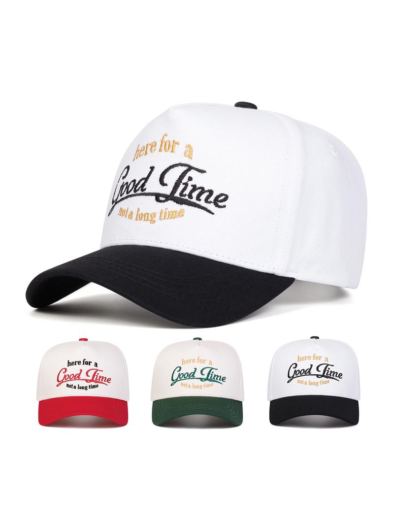 Unisex Good Time Embroidered Baseball Cap, Adjustable Outdoor Sun Protection Hat, Casual Fitted Woven Fabric for Spring & Fall, Premium Quality Cap