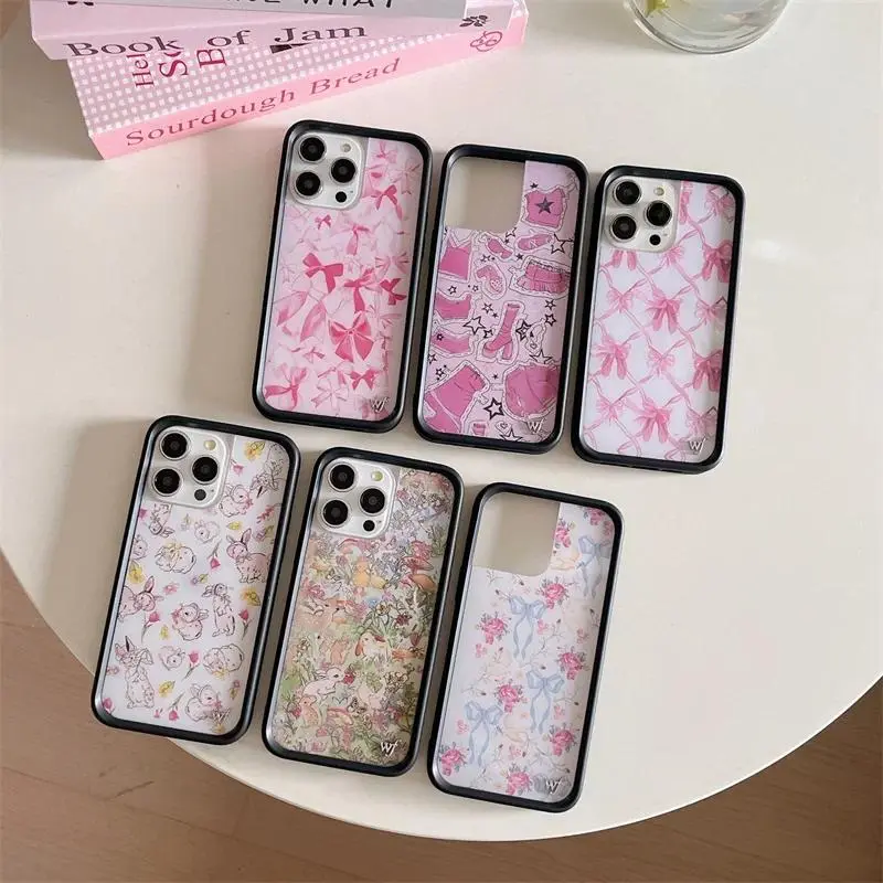 Wildflower 3D Girls Grassland rabbit Phone Case for iPhone 16 15 14 13 12 17 Pro Max Plus Air 17pro WF Pointe ballet shoes Cover Protection Protective