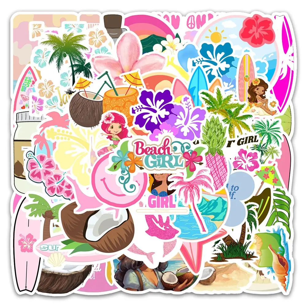 54 Summer Vacation PVC Waterproof Stickers, Car Water Bottle Luggage Phone Laptop Decals, Durable and Easy to Apply Decorative Stickers