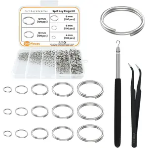 500 count Double Open Jump Rings Kit, Stainless Steel Mini Round Split Craft Jump Keychains Key Ring with Double Loops Connectors for  Making, Bracelets Necklace Repair, DIY (4, 6, 8, 10, 12mm)