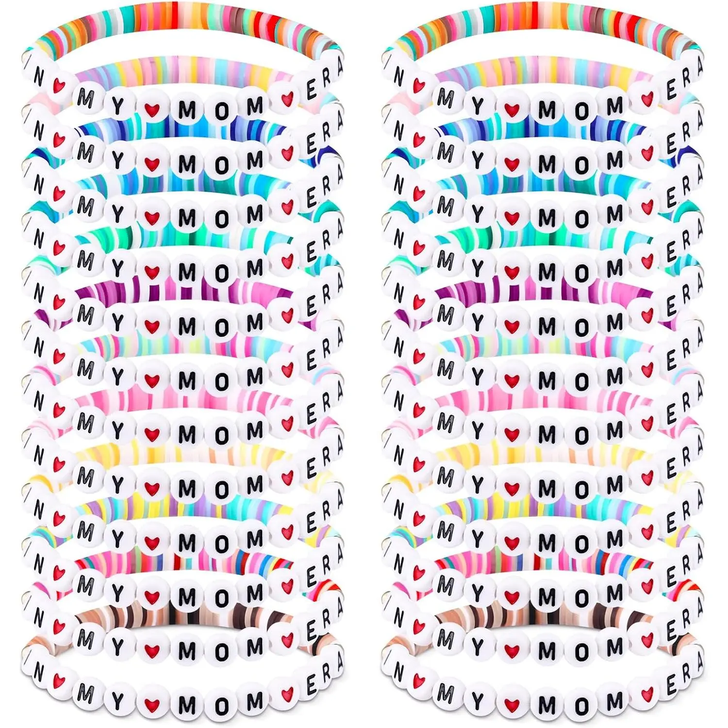 24 count in  Bracelets Bulk Clay Beaded Stretchy Bracelets for  Softball Volleyball Basketball Soccer Tennis Football  to School Teacher Affirmation Gifts
