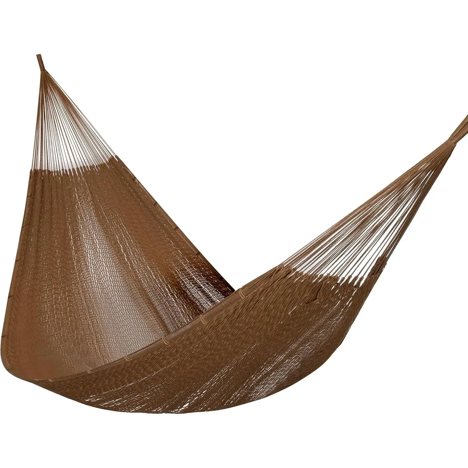 Handwoven Mayan Weave Thick Rope Double Hammock - 600lb Capacity Heavy-Duty, for Outdoor & Indoor Use, Includes Tree Straps, Carabiners & Carrying Bag (Desert, X-Large)