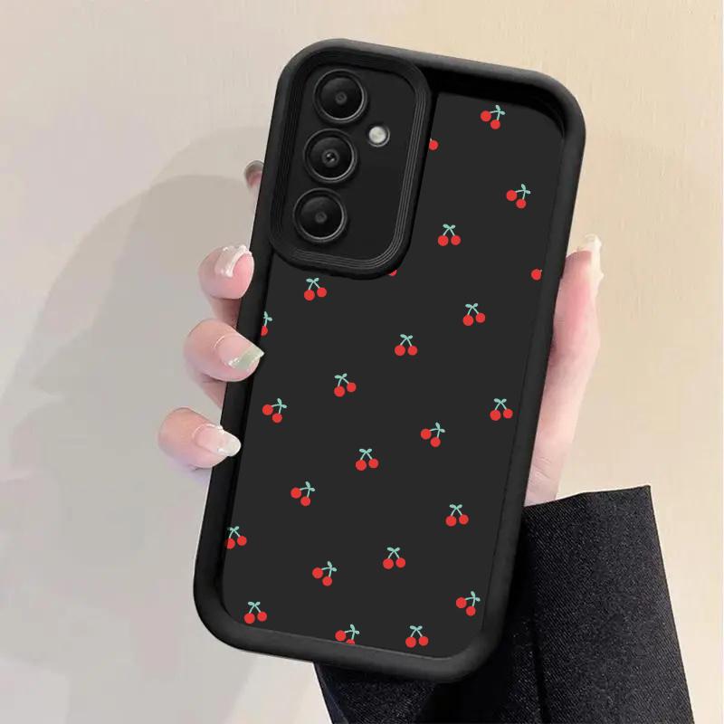 Phone Case with Small Cherry Pattern, TPU Shockproof Full Protection Case, Suitable for Samsung S21/22/23/24/25/NOTE20 PLUS ULTRA FE A13/14/15/16/17/33/34/35/36/52/53/54, Ideal Gift for Friends and Family, T15