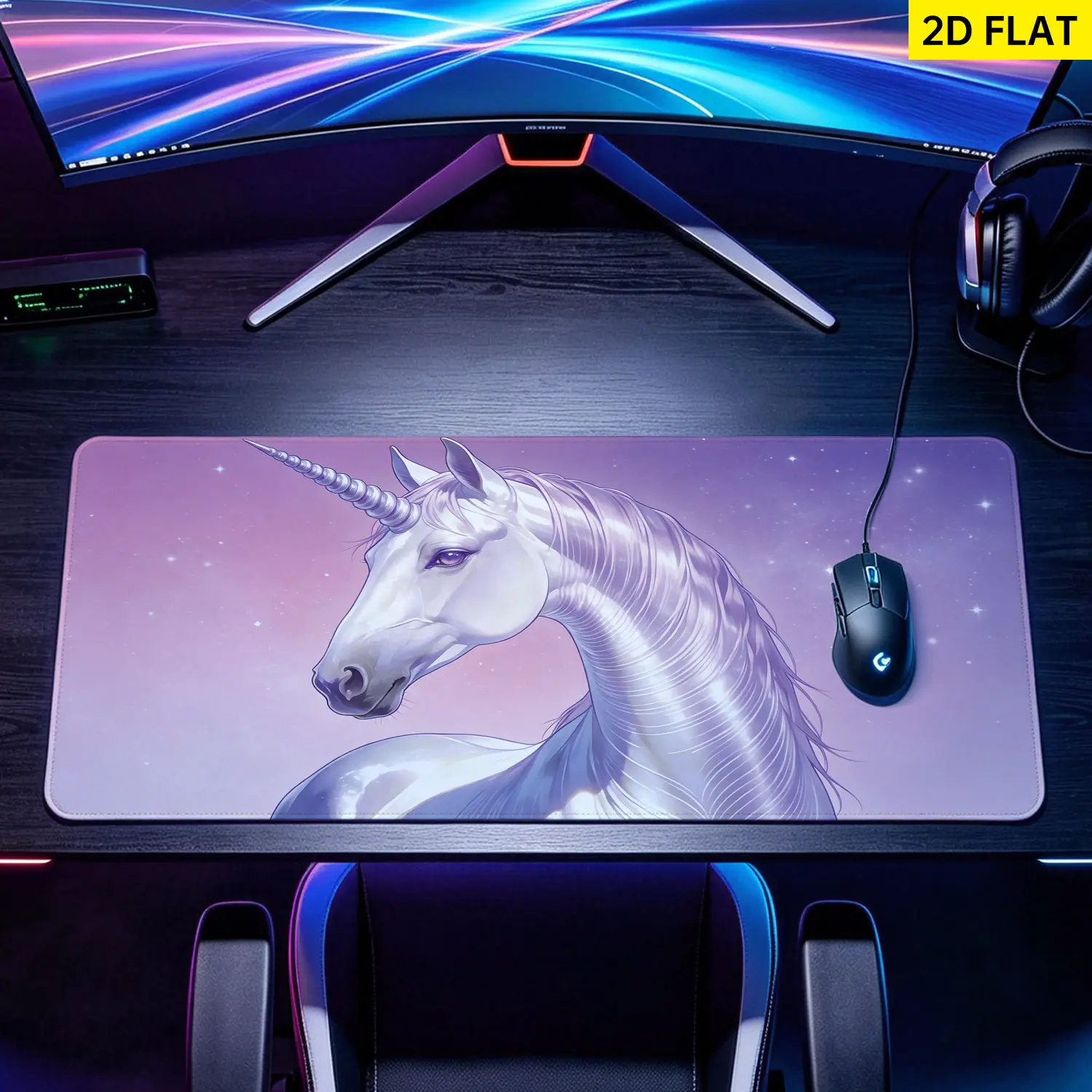 Extra Large fantasy unicorn pastel galaxy design Mouse Pad,Non Slip Rubber Pad,Desktop Decoration Drotection Pad,Washable,Lock Edge Multi Size,Premium Multipurpose Mousepad For Office,Home,Gift for Family and Friends