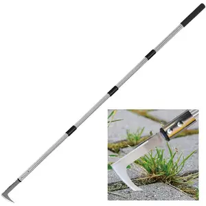 43.7" Crack Weeder Long Handle Weed Puller Adjustable Weed Remover Durable Manual Crevice Weeding Tool for Sidewalk, Paver, Wall Gaps, Lawn Yard, Deck Boards