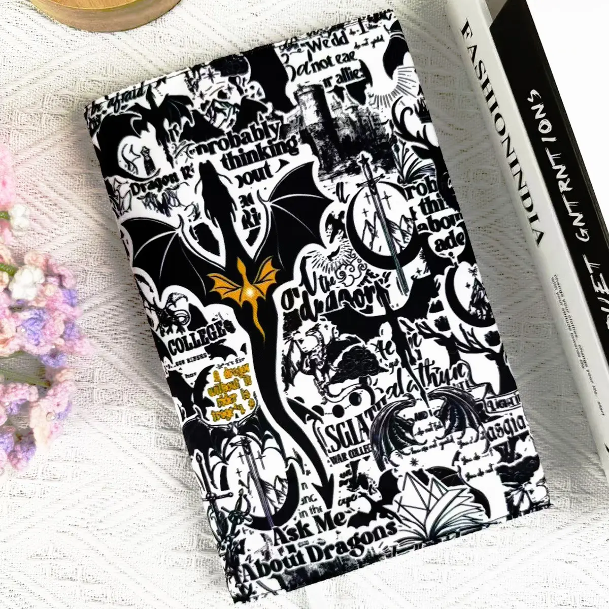 New A5 Romantic Dark Academic Dragon Book Cover, Fantasy Novel Protector, Soft Fabric, Durable Notebook Case, Office School Supplies, Gift