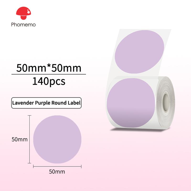 50x50mm Round Adhesive Labels, Direct Thermal Labels, 150 Roll for Phomemo M110 M200 M220 M120 M221, Durable Thermal Paper Stickers