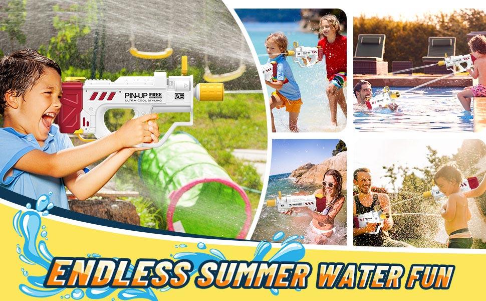 EFFUN Continuous-Fire Electric Water Gun, 300 ml capacity, 275–315-inch range, LED effects, and rechargeable design-Dual modes for children and adults, durable and sturdy, perfect as a party gift