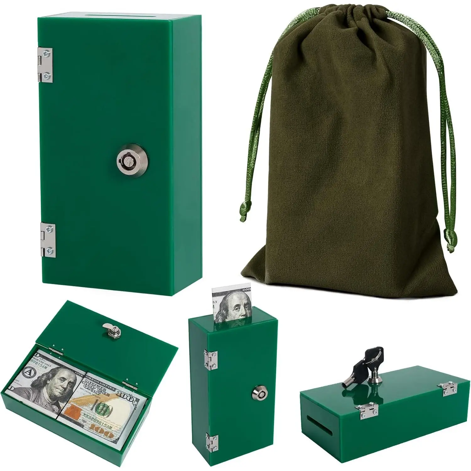 Box for Gambler Pocket Size,Winners  with 2  Storage Bag, Compact Portable Secure  Organizer Safe Lock Box for , Control Gambler,Green,1 Pack, Christmas  for Men