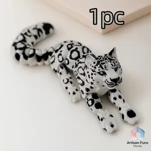 1pc 3D Printed Snow Leopard Animal Multi-Joint Model, Collectible Decorative Item, Unique Wildlife Sculpture, Artistic Display Piece