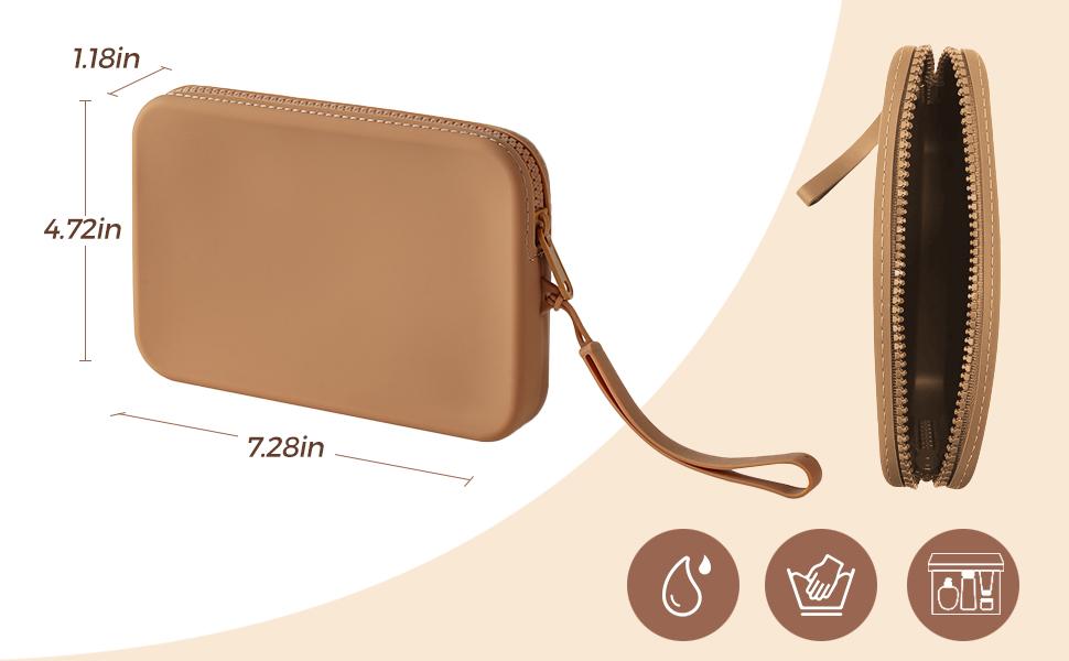 Large Silicone Multifunctional Essential Bag Portable Travel Makeup Bag for Women Men Cards Cash Bag Zipper Pouch (Light Green)