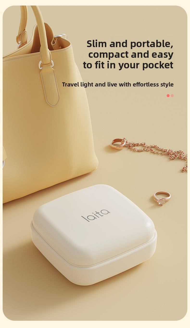 Ultrasonic Contact Lens Cleaner Rechargeable with Vanity Mirror - Portable Compact Case Hard & Soft Lens Compatible, 3 Deep Cleaning Modes, On-the-Go Daily Care Sanitizer for Travel Sports Office Home Use