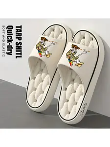1 pair of FIDO DIDO Authentic Unisex Slippers - Explorer's Qixi and Parrot, EVA Ultra-Soft Material, Quick-Drying, Leak-Proof, Non-Slip, Qixi Boy Design - Comfortable for All Seasons, Official Fan Birthday/Holiday Gift, Easy to Clean with Non-Slip Grip