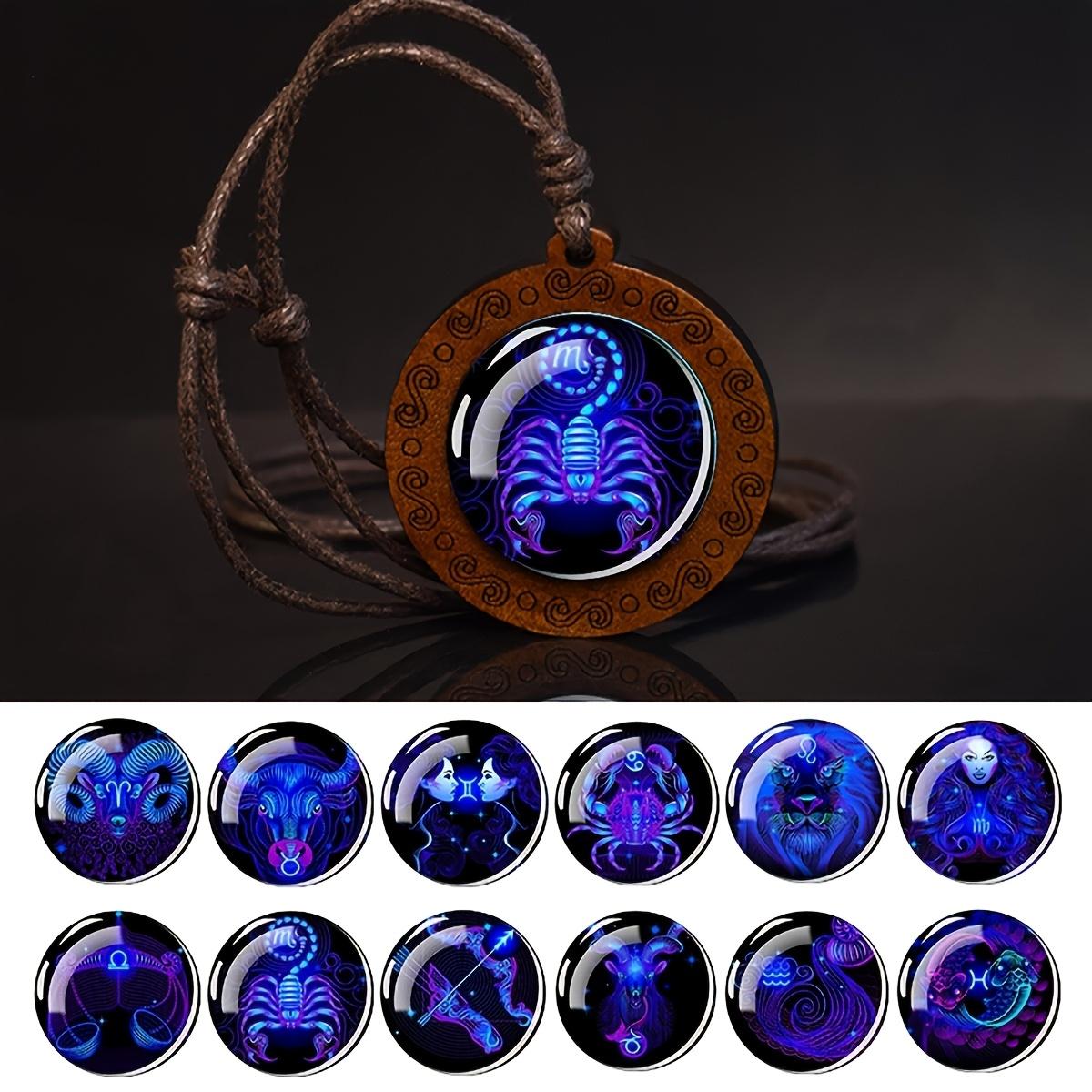 1pc Zodiac Signs Rope Chain Necklace Libra Scorpio Sagittarius Capricorn Aquarius Pisces Necklace Infinity Symbol Wood Pendant