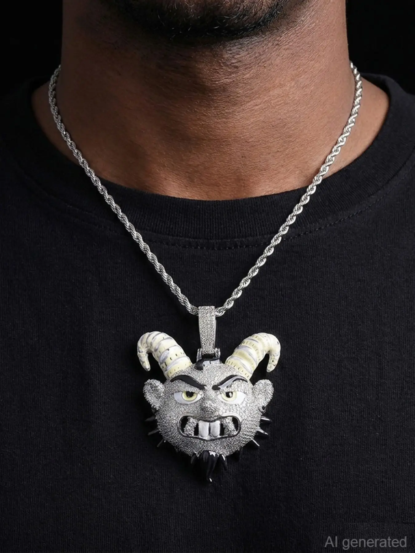 Iced Out Kabra Kris R Pendant Necklace for Men, 5a Cubic Zirconia, Hip Hop Jewelry, Stylish and Trendy Accessory, Perfect Gift Idea