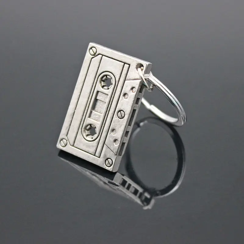 Bestseller Retro Alloy Cassette Tape Necklace Pendant Keychain Vintage Bag Charma