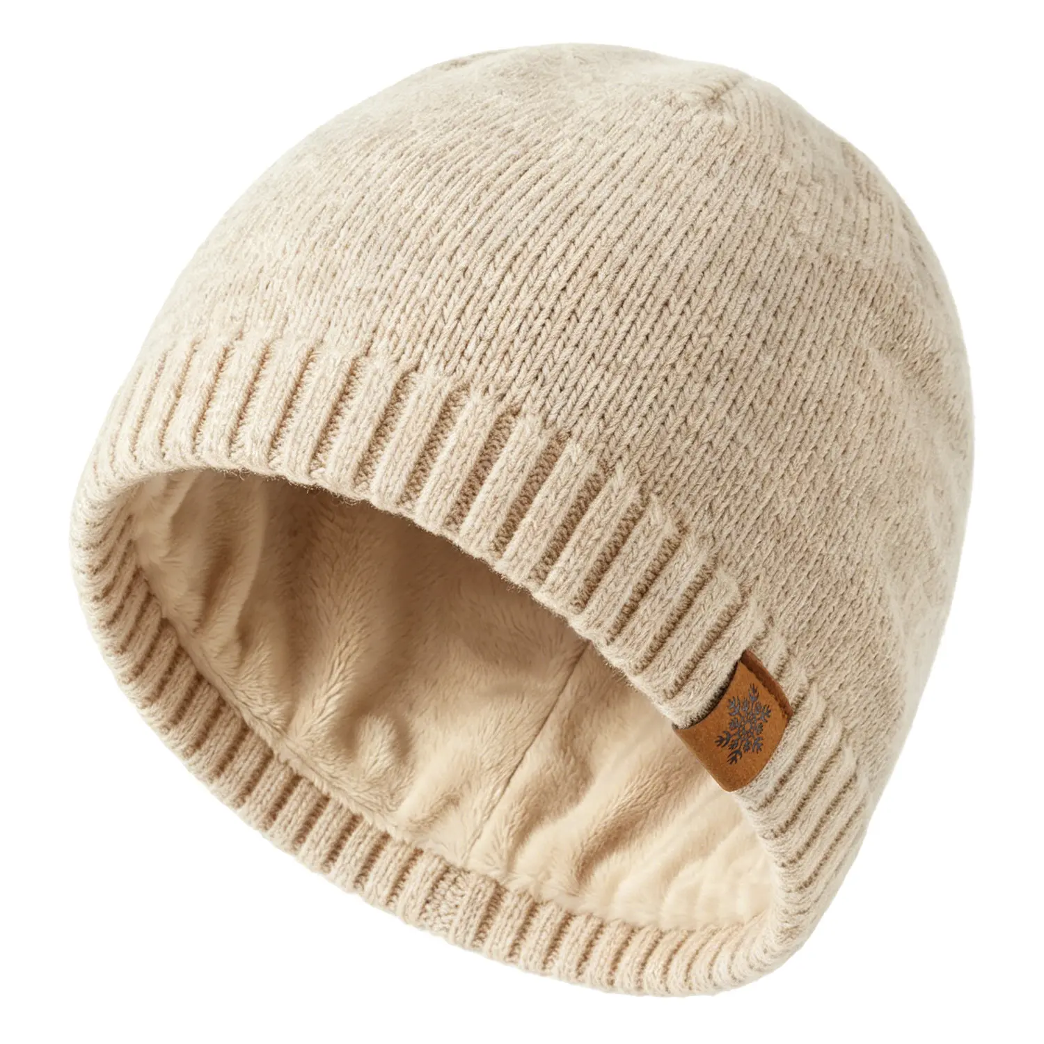 Womens Knitted Hats Double Layer Fleece Lined Warm Soft Autumn Winter Beanie Hats Stretchy Cuff Design Comfortable Head Cover Ideal All Kinds Of Outdoor Activities To Lock Body Heat Keep Head Cozy Against Cold Wind In Chilly Autumn And Winter Days