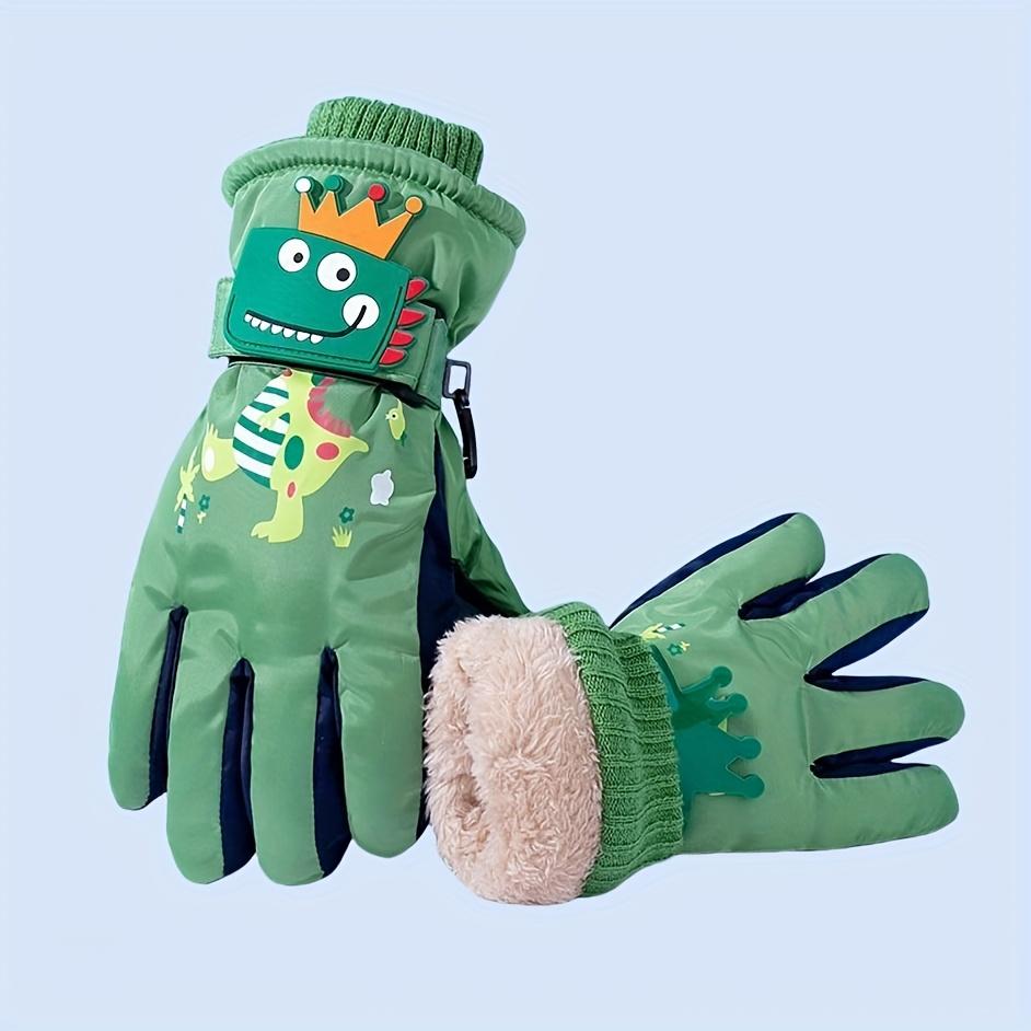1 Pair Kids Winter Thermal Gloves - Thickened Cold Weather Gloves with Crown, Full-Finger Coverage, Soft Grip for Skiing, Snowboarding, Cycling, Outdoor Activities - Boys & Girls (Navy/Blue/Green/), Kids Snowboarding Gear, Playful Kids Design