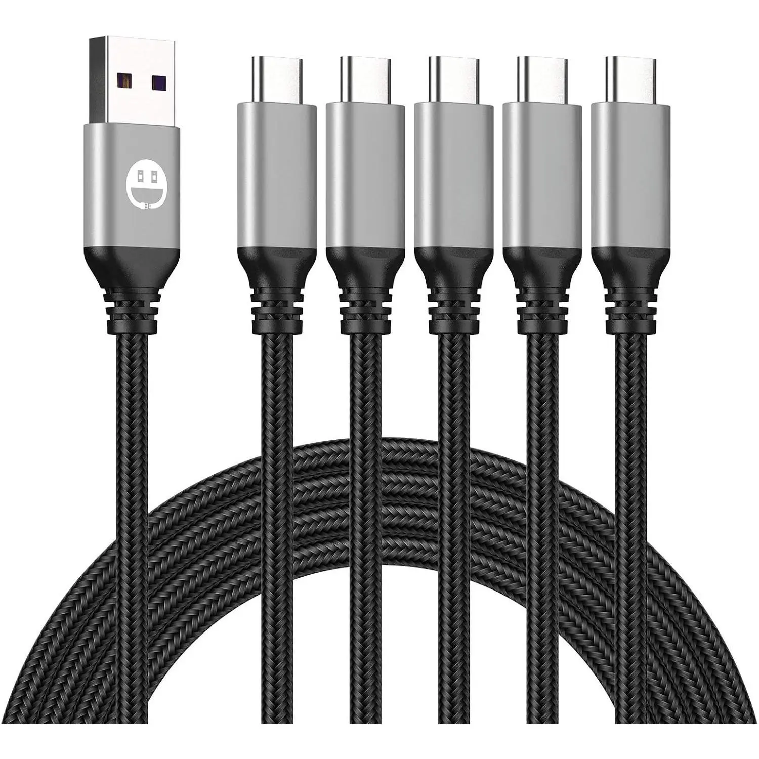 Short USB Type-C  5pack 12inch   3A Rapid Charger Quick Cord, Braided Type C to A  for Galaxy S10 20 9 8 Plus a10e,Note 10 9 8, V50 V40 G8 G7(1foot, )